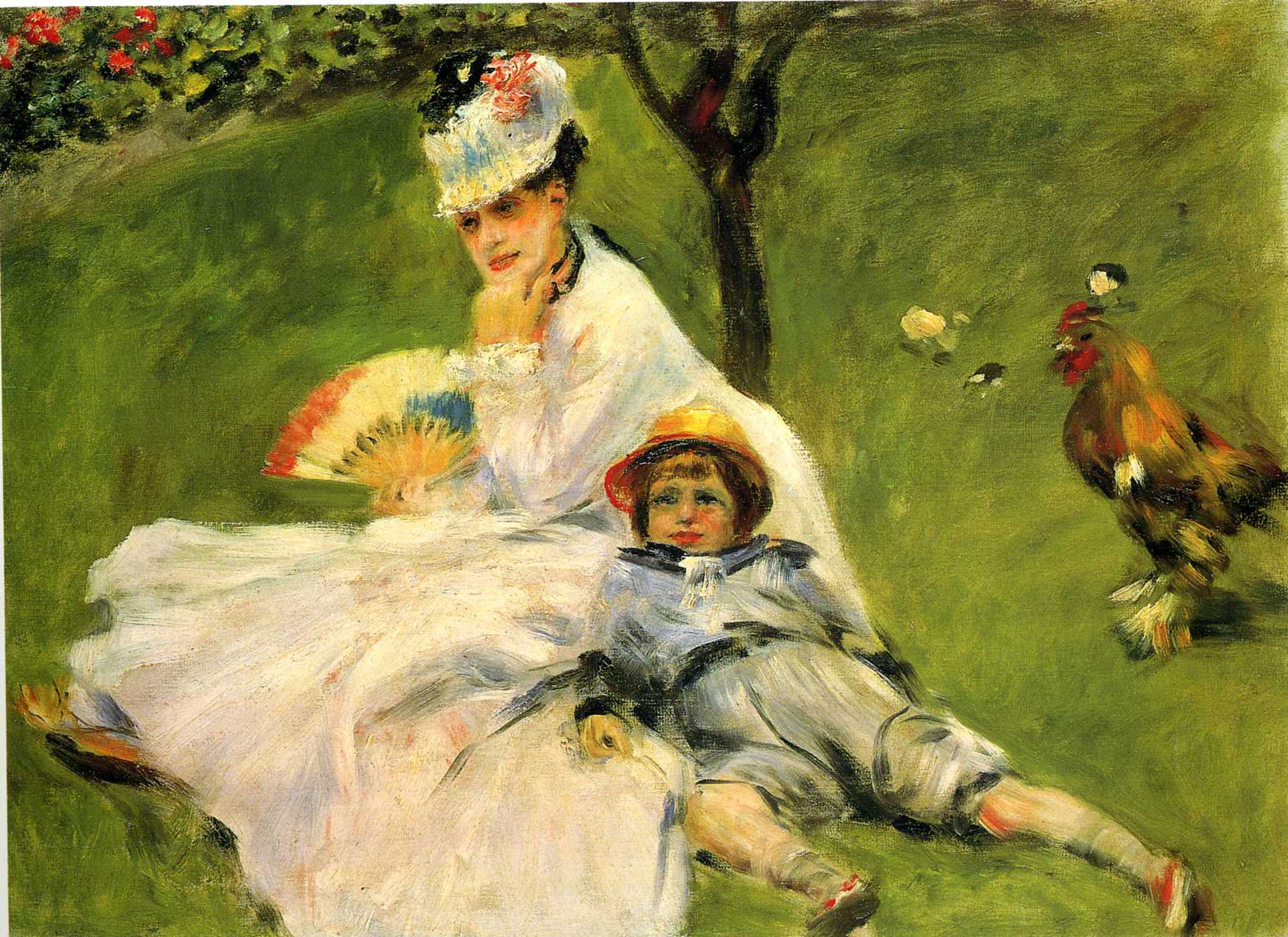 Camille Monet and Her Son Jean in the Garden at Argenteuil - Pierre-Auguste Renoir painting on canvas
